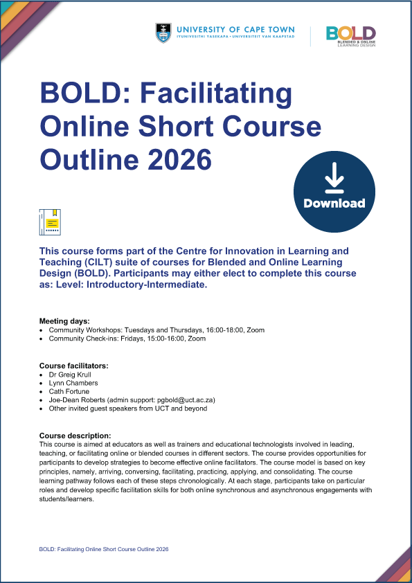 Facilitating Online course outline cover