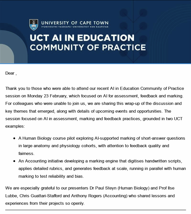 Reflections from the CoP email snapshot